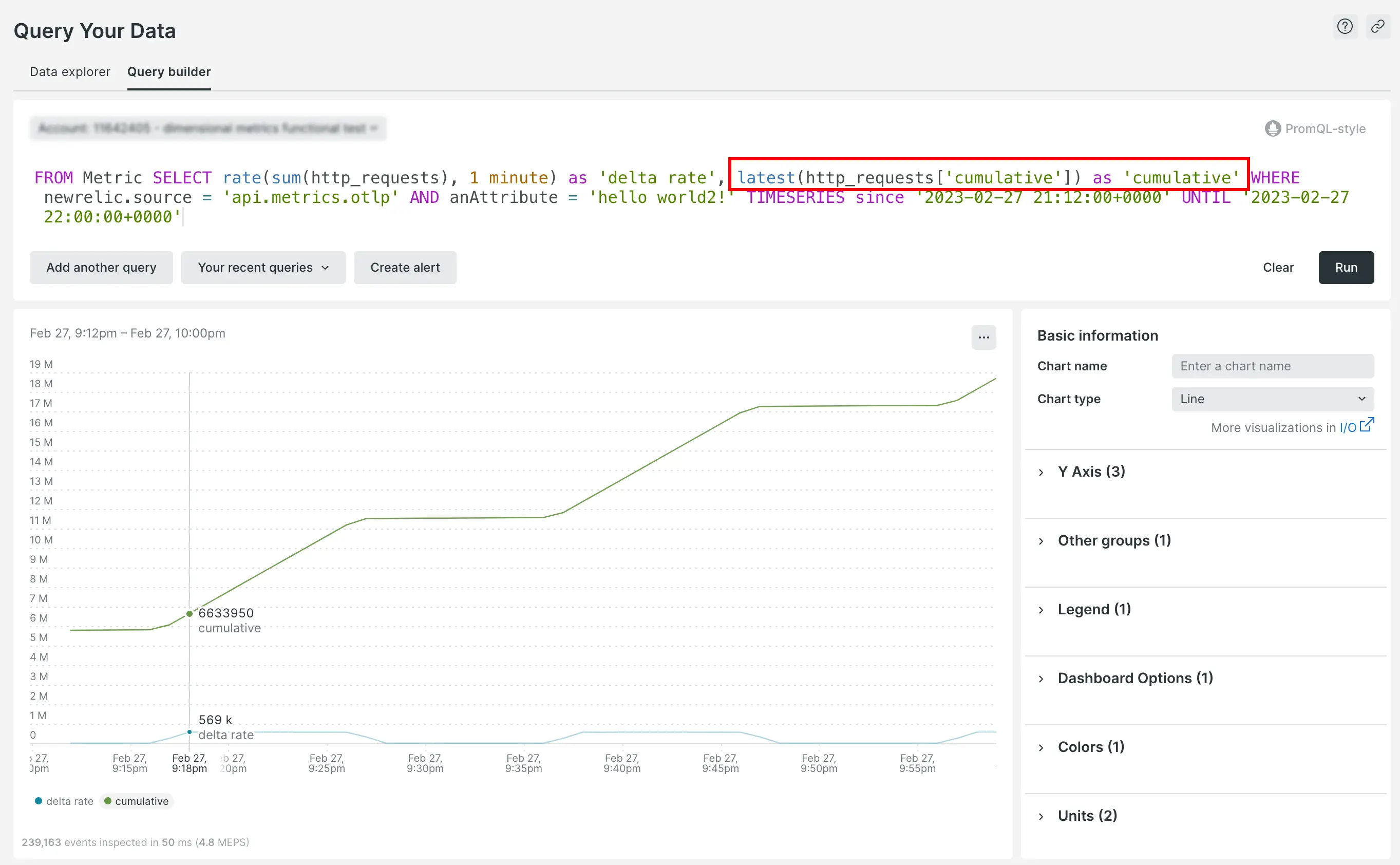 "View how to query cumulative metrics"