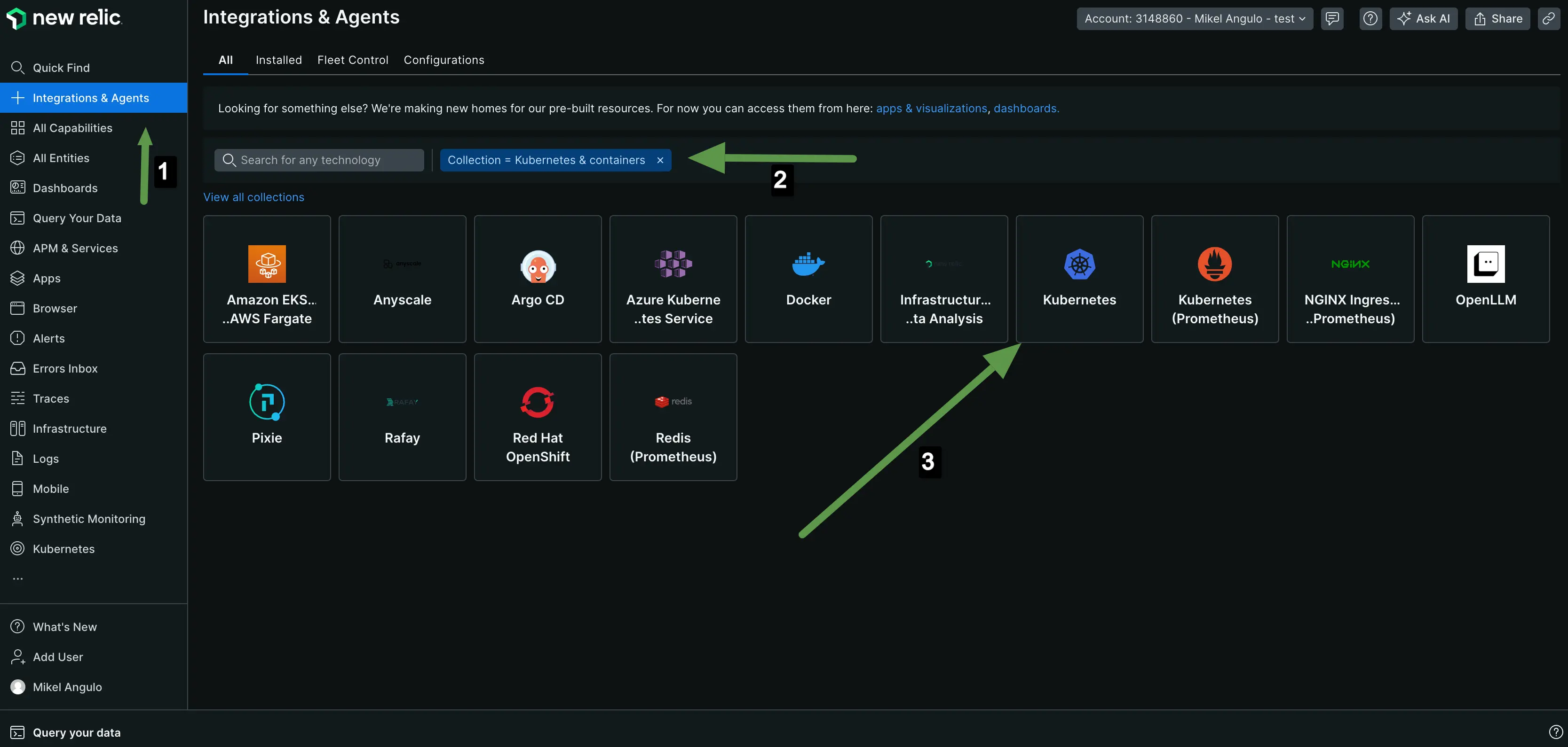 Steps required to start the K8s guided install including APM auto-attach.