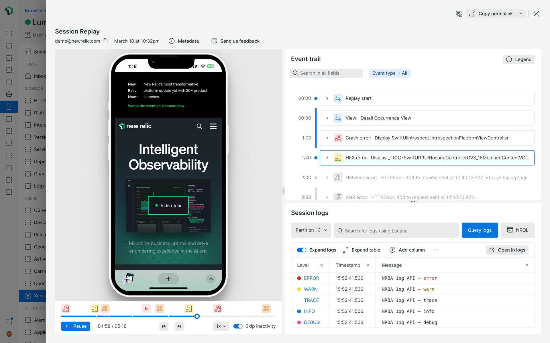 Mobile Session Replay Mobile Session Replay