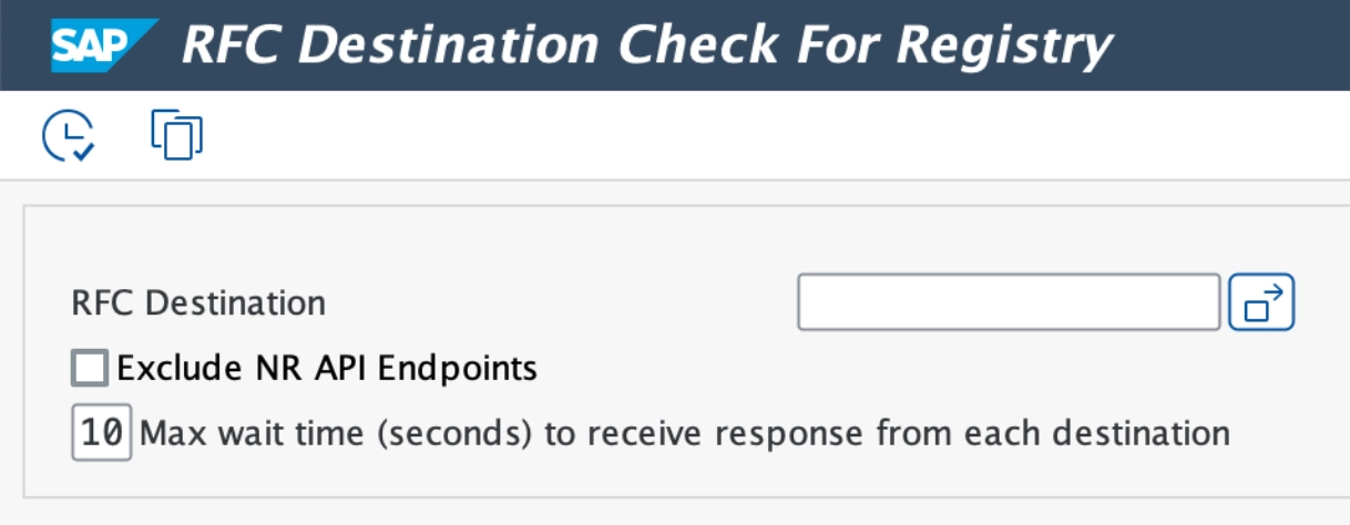 RFC check program with new destination parameter Screenshot showing RFC check program with destination parameter