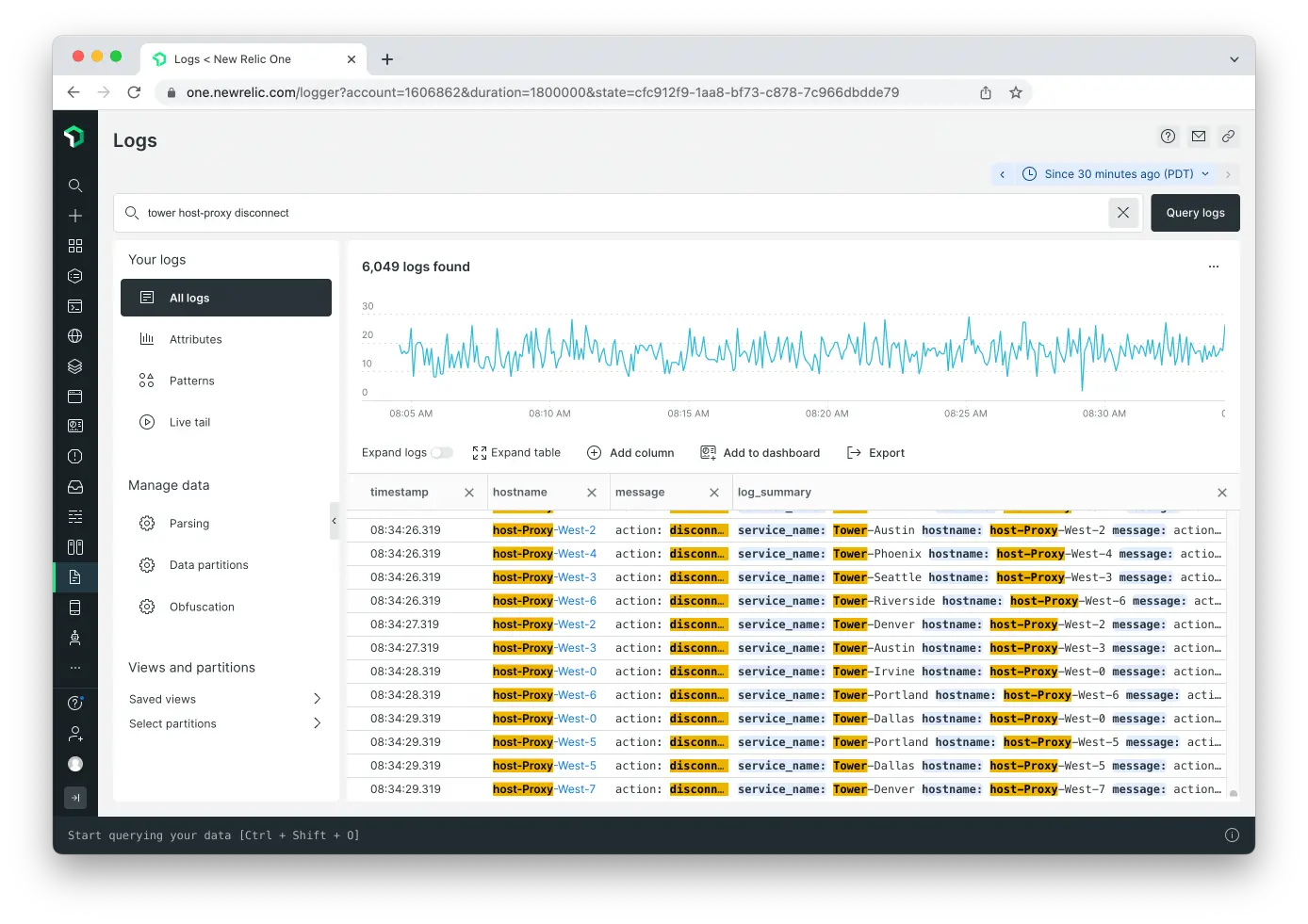 Search across all log attributes