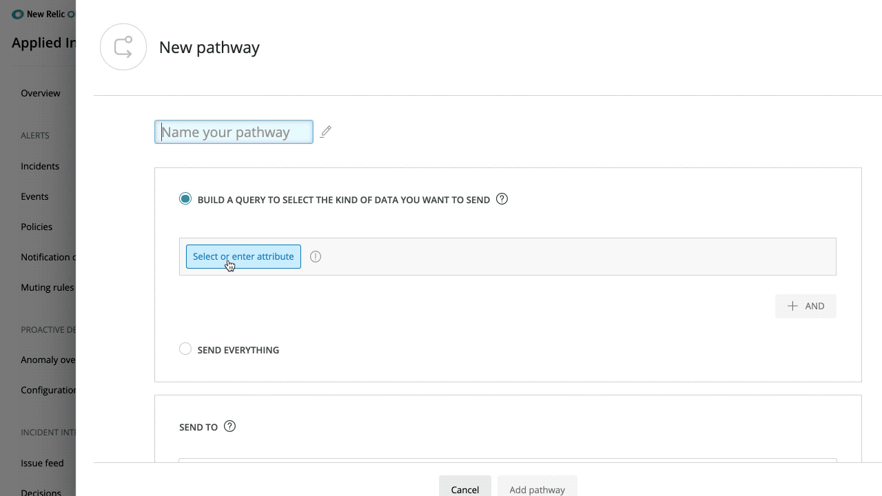 Animated GIF showing how to build a query for data you want to send.